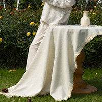 Nappe minimaliste en coton et lin pour table à manger en bois massif de style japonais, tissu haut de gamme pour la décoration de la table à la maison