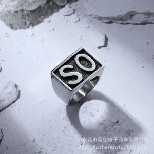 Men's <b>Titanium</b> Steel <b>Ring</b> SN Letter Design Fashionable Bold Simple Business <b>Ring</b> SA724 Gift Jewelry - Product Image 4