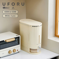 Conteneur à riz UFORU, stockage moderne, 10 kg, distributeur de céréales en plastique avec conception à une touche, grand conteneur à riz hermétique