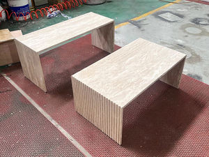 कस्टम 2 पीसीएस ट्रैवेटिन लिविंग रूम कॉफी साइड टेबल सेट प्राकृतिक संगमरमर पत्थर ट्रैवर्टीन कॉफी टेबल - Product Image 3