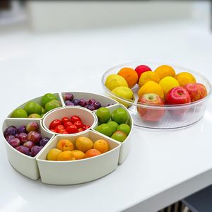 Assiette de fruits rotative Portable à six compartiments assiette de fruits secs étanche à l'humidité pour le camping en plein air boîte à collations en plastique - Product Image 3