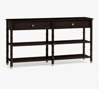 Console de luxe en chêne noir avec tiroirs, table d'entrée en bois, meuble de salon