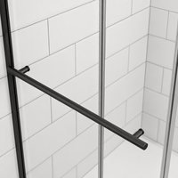 Cabine de douche en forme de L sans cadre, porte coulissante, verre trempé transparent de 8 mm, résistant à l'eau, pour hôtel, appartement, salle de bain