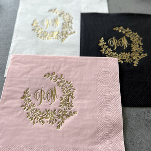 Serviettes de <span class=keywords><strong>cocktail</strong></span> personnalisées avec logo en feuille d'or, serviettes en papier pour restaurant, mariage, banquet, fête d'anniversaire - Product Image 5