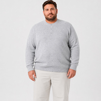 Herren Herbst Langarm Rundhals Henley Pullover mit Knopfleiste Strickpullover Lässig Große Größen Übergröße Oversized Relaxed Fit
