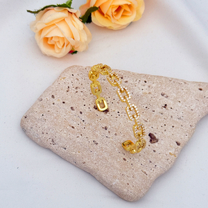 Pulsera de moda gruesa con diseño de cuerda trenzada y circonitas, brazalete abierto de oro con circonitas, joyería de boda para mujer, regalo al por mayor - Product Image 2