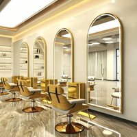 Miroir de salon de coiffure sur mesure OEM, miroir mural moderne avec éclairage LED pour la rénovation de salon de coiffure