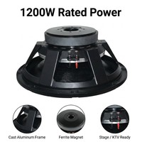 Haut-parleur de basses professionnel de 18 pouces avec aimant puissant, 1200 W RMS, pour scène, événements et discothèques