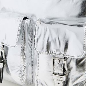 <b>Students</b> Schoolbags Letter Preppy Style Metallic Flap <b>Backpack</b> Custom Multiple Pockets Waterproof Daypack Travel Nylon Large - Product Image 4