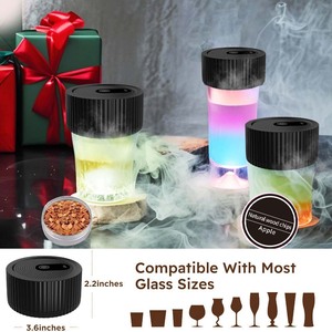 Kit de fumoir à whisky électrique rechargeable briquet intégré (sans torche au <span class=keywords><strong>butane</strong></span>) avec 6 copeaux de bois de saveur + moule à glaçons dans une boîte en bois - Product Image 5
