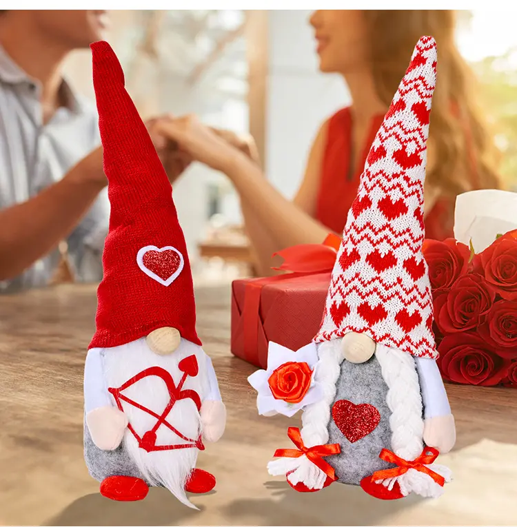 Handmade Cupid Swedish Tomte Gnome Rose Flower Valentine Gnomes Gonk Valentines Day 2022 Gift Wedding Home Decor