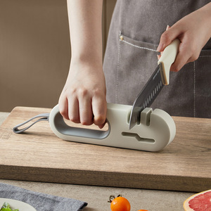 HeDou 4 In 1 Knife Sharpener Scissors Multifunctional Non Slip Kitchen Sharpening Stone Diamond Grinding Manual Stainless Steel - Product Image 1