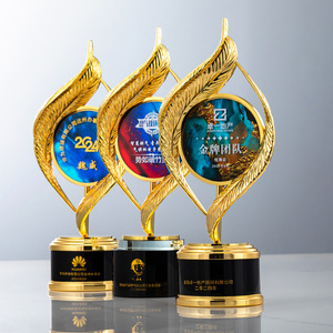 Metal Feather <b>Trophy</b> Custom Laser <b>Engraved</b> Digital Printing Award For Employee Sales Champion Competition Annual Meeting - Product Image 3