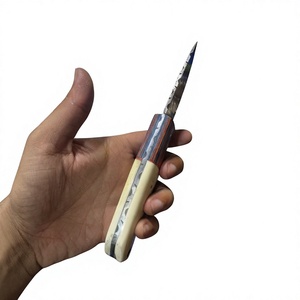 Couteau de camping à lame fixe en acier Damas avec manche en bois Pakka bleu 20 cm, couteau de survie DIY pour l'extérieur - Product Image 4