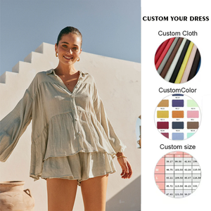 Camicette da donna <span class=keywords><strong>con</strong></span> <span class=keywords><strong>cintura</strong></span> Casual in poliammide in viscosa a manica lunga - Product Image 3