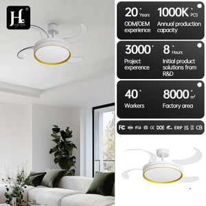 Ventilateur de plafond LED 36 pouces, corps métallique moderne avec abat-jour en acrylique, pales rétractables et pliables, télécommande pour la maison et le bureau - Product Image 6