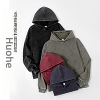 Vente en gros de sweats à capuche rétro vintage pour hommes, streetwear, coupe oversize, épaules tombantes, pull uni, logo personnalisé, unisexe, molleton lourd
