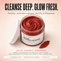 Masker Wajah Pembersih Tanah Liat Delima Merah Label Pribadi OEM dengan Kaolin untuk Perawatan Kulit Sensitif