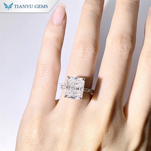 Tianyu Gems 5ct Radiant Glace Pilée Coupe Moissanite Bagues De Fiançailles Nouveau Design 9*11mm Or Jaune Massif 10k 14k 18k Cadeau De Mariage - Product Image 6