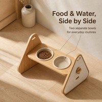 Support surélevé pour gamelles de chien et de chat, style nordique moderne, en bois massif, portable, antidérapant, pour petits animaux