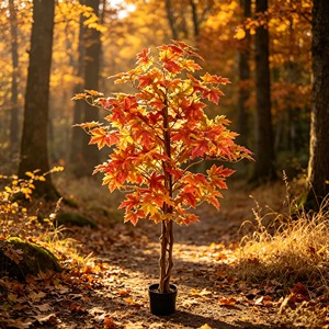 Árbol de Arce Artificial de 3 Tallos y 2 Ramas, Planta de Hojas Rojas Artificiales para Decoración de Jardín Zen y Bonsái, Árbol Resistente a los Rayos UV para Exteriores - Product Image 6