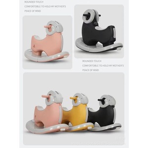 Plastic Rocking Horse With Music 2 In 1 Rocker For Infants And Toddlers 0 3 Years Old Unisex Toy Yellow Pink Color - Product Image 2