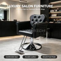 Kursi Salon Barber Tahan Lama, Kursi Salon Kecantikan, Kursi Salon Reclining Kulit PU Hitam untuk Salon Kecantikan dan Barbershop