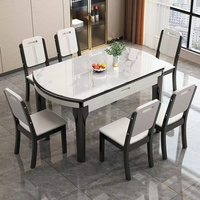 Combinaison Table et Chaises de Salle à Manger Moderne, Design Rétractable pour Usage Domestique, Ferme, Appartement, Hôtel - Matériaux Divers
