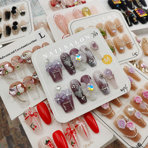 Hot Y2K Gothic hạnh nhân nail sticker handmade Báo Chí móng tay với Stiletto bướm thiết kế chất lượng cao vuông ứng dụng cho Đảng - Product Image 1