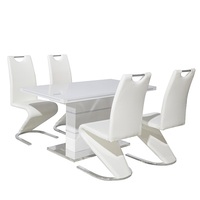 Table à manger en bois mdf, meuble de cuisine moderne, en noir et blanc
