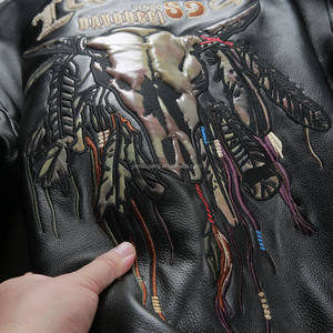 Abrigos auténticos de alta calidad Estilo bovino Patrón en relieve Versión Europea americana para hombres Chaquetas de cuero real de tamaño Pluz - Product Image 3