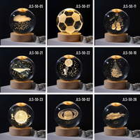 Lampe de nuit boule galactique en cristal d'art 3D Boule de cristal lumineuse Décoration Système solaire Veilleuses LED Décoration intérieure de bureau