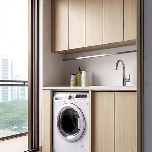 Mueble de Almacenamiento Moderno de Madera para Lavadero con Acceso al Lavabo en Apartamentos, Dormitorios, Hoteles o Salas de Estar con 5 Años de Garantía - Product Image 1