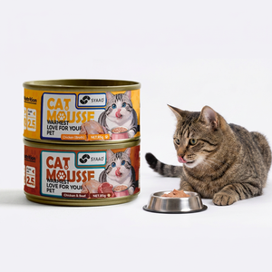 Alimento Húmedo Fresco para Gatos 85G, Sopa de Mousse, Snacks de Carne, Fórmula de Atún y Pollo, Suministro de Marca Privada OEM, Comida Enlatada para Gatos - Product Image 1