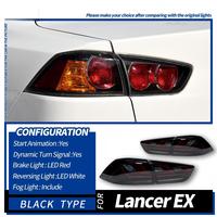 Ensemble de feux arrière LED pour Mitsubishi Lancer EX 2008-2018, clignotants séquentiels fumés, feux de jour DRL, feux de freinage et de recul
