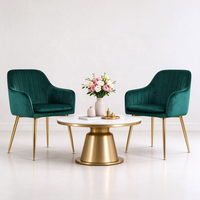 Fauteuil de salon de luxe en velours, chaise d'appoint rembourrée avec rembourrage en mousse, pieds en métal doré