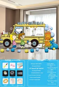 Décoration de scène pour le premier anniversaire de bébé, thème Snoopy, fond mural pour enfants, chariot à collations, panneau KT, design personnalisable - Product Image 4