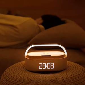 Réveil multifonctionnel, produits intelligents, chargeur de téléphone sans fil, veilleuse, lampe de bureau à intensité réglable, petit haut-parleur - Product Image 2