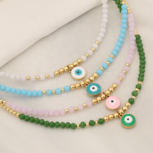 Estilo Retro bohemio creativo Ojo del diablo con cuentas de cristal de acero inoxidable Chapado en Pvd 18K oro con cuentas collar de moda hecho a mano - Product Image 3