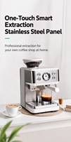 Machine à café expresso semi-automatique 20 bars avec moulin à grains conique 13 réglages, buse vapeur 1350W pour la maison