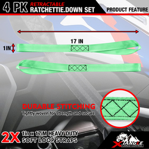 Paquete de 2 Correas de Amarre Retráctiles Automáticas de 1 x 10 pies y 1760 lb, Correas de Amarre Automáticas con Enrollamiento Automático para Motocicletas y Cuatrimotos - Product Image 2