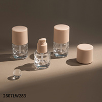 Flacon vide en verre de 20 ml pour fond de teint, neuf d'usine, conteneur cosmétique transparent à pompe, forme droite et ronde
