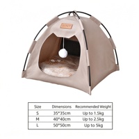 Lit-tente pour chat et chien, double couche, motif uni, tissu Oxford durable, portable, pour intérieur et extérieur, pour petits chiens et chats