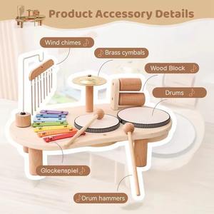 Set di giocattoli musicali multifunzione in legno Montessori prima educazione sensoriale scocca del vento tamburo xilofono <span class=keywords><strong>Woodblock</strong></span> KidsTeaching Aid - Product Image 3