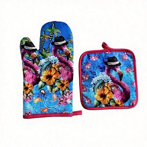 Ensemble de maniques de cuisine en coton personnalisées, résistantes à la chaleur et écologiques, avec support de casserole, design par sublimation - Product Image 1