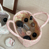 Ensemble de paniers de rangement en tissu à motif floral style campagnard, écologiques, avec poignées, design carré multifonctionnel pour la maison