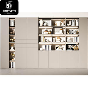 أرفف غرف معيشة فرنسية عتيقة من YVT ، أرفف كتب خشبية خشبية ، أرفف كتب بخزانة مع غطافات - Product Image 1