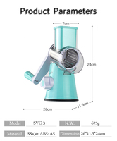 Fabrieks Prijs Voedsel Shredder Multifunctionele Handmatige Roller Drie-Blads Groentesnijder