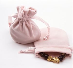 Pochette de luxe ronde personnalisée pour bijoux, double couche, en velours rose, pour emballage de bijoux - Product Image 3