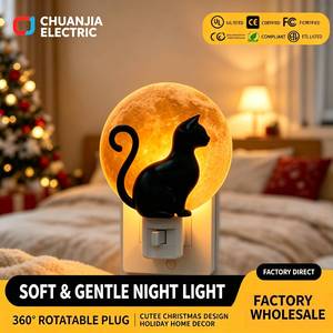 Lámpara Nocturna de Gato Lunar de Halloween, Tamaño Mediano, Regalo para Niños, Material ABS, Luz Blanca Cálida Suave, Decoración para Sala de Estar y Dormitorio - Product Image 1